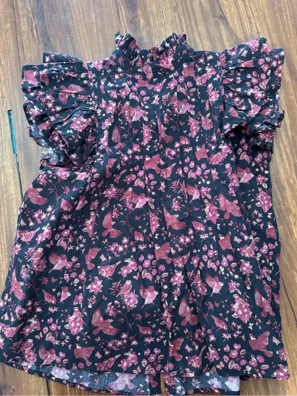 Victoria Dunn Black Blouse with Pink Floral Print